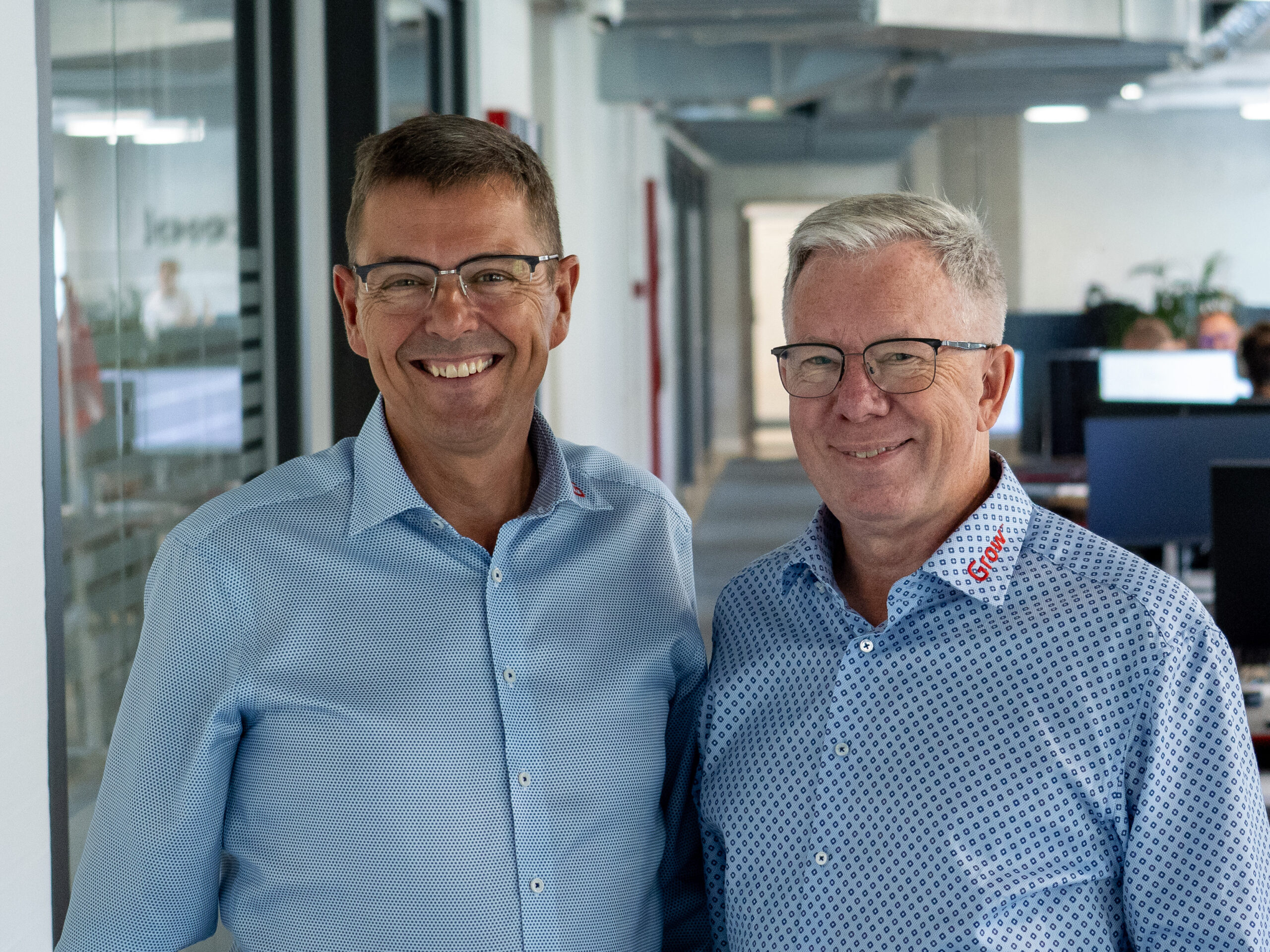 Portrætbillede af projektleder, Niels Rahbek, og projektchef, Benny Christensen fra GROW.