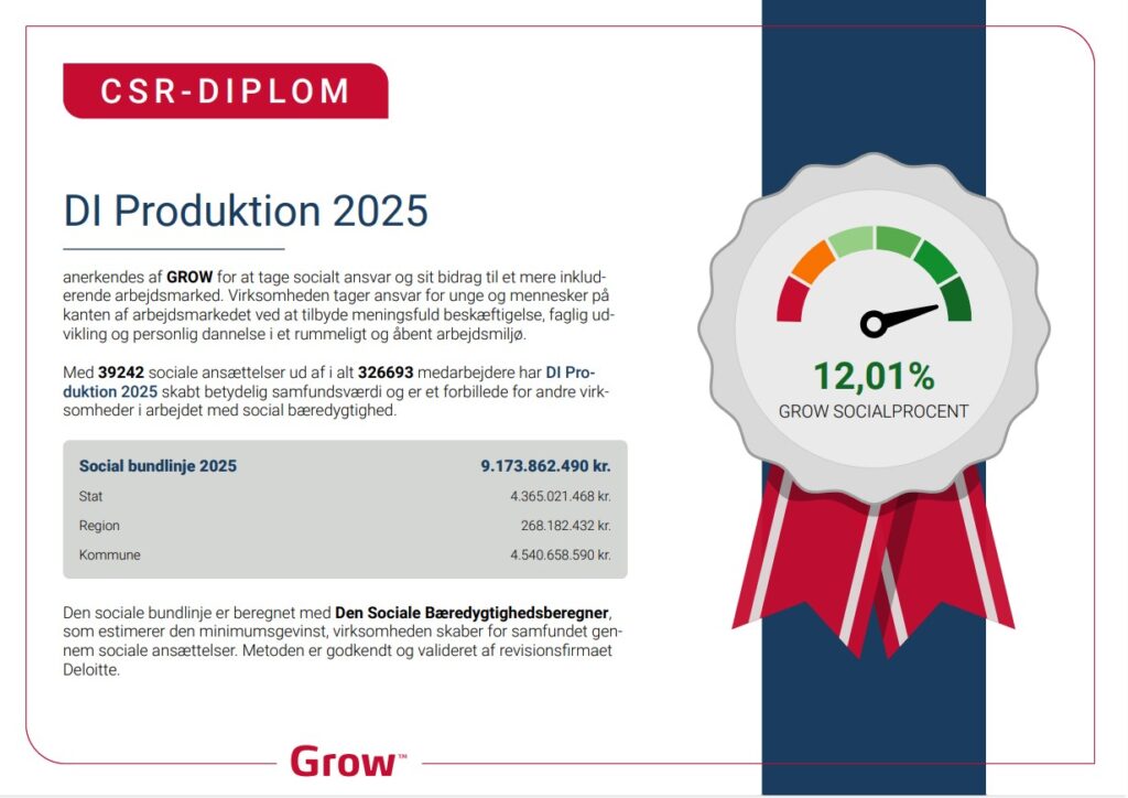 DI Produktions CSR-diplom. 